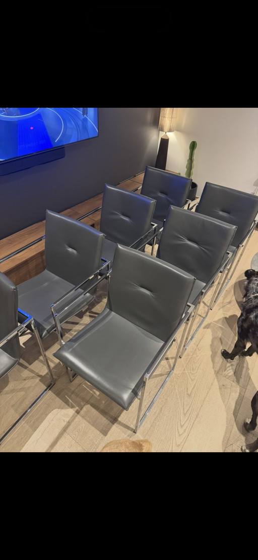 Arco Frame Pelle Grigia 8 Pezzi Incluso Modulo di Controllo Finale – eetkamerstoelen, Leather, Chrome