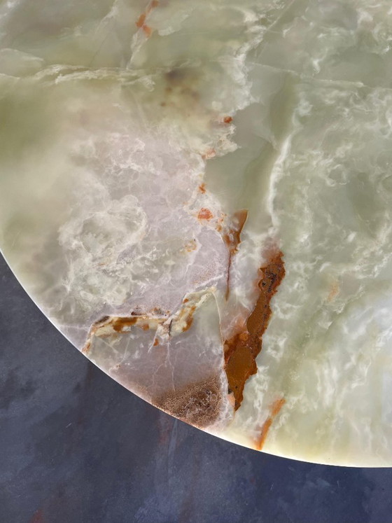 Vintage onyx marble coffee table (green/copper) (photo 6 of 12)