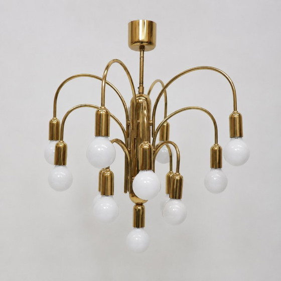 Image 1 of Lampadario vintage dorato a sospensione degli anni '70