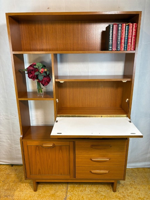 Mid-Century Retro Vintage Room Divider / Shelving Unit by Stonehill – Stateroom Range 1970s  Cocktail Flap • Drawers • Statement