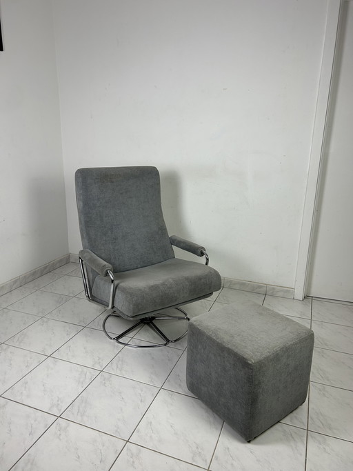 Fauteuil pivotant vintage Gelderland avec ottoman par Jan des Bouvrie