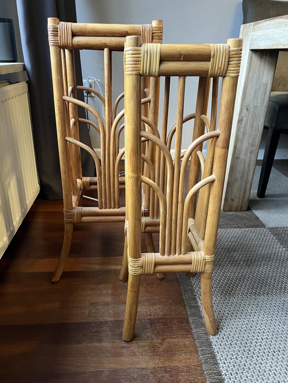 Image 1 of Two Vintage Rattan/Bamboo Plant Tables