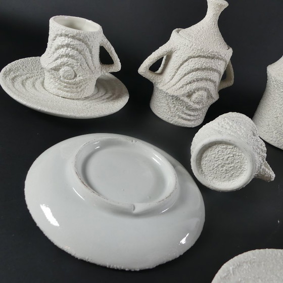 Image 1 of Service à moka en porcelaine Op Art des années 1970