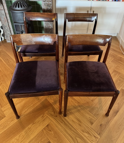 Set di 4 sedie da pranzo vintage in palissandro – Stile moderno di metà secolo