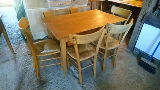 Tavolo con gambe affusolate, abete e faggio – Tavoli da pranzo, Wood, Vintage (photo 4 of 14)