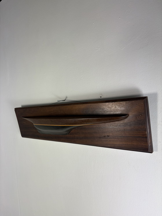 Image 1 of Decorazione da parete vintage a forma di mezza barca in legno massello