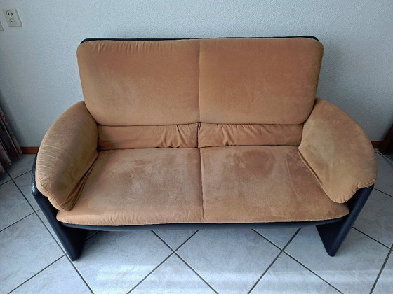 Image 1 of Leoluc Catalpa 2-zits bank - hoge rug - zwart leer / Alcantara - zeer nette staat