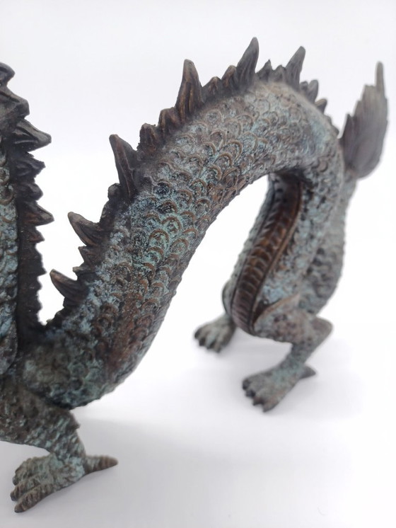 Image 1 of Paire de sculptures Dragons antique en bronze