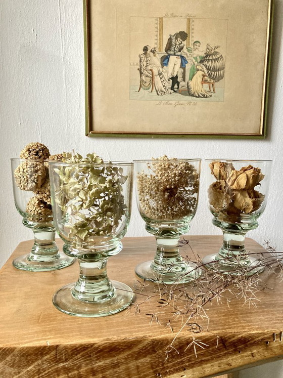 4 calici in vetro soffiato artigianale con sfumatura verde, Bicchieri e caraffe (foto 10 di 12)