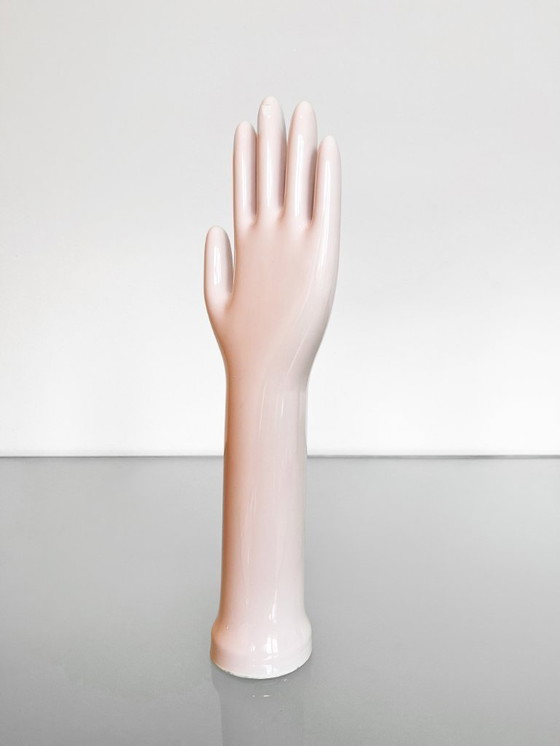 Image 1 of Vintage HCT West Germany Glove Mold Jewelry Display - Pink