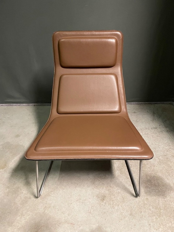 Lounge Sessel, braunes Kunstleder und Metall, Cappellini, Modern (Foto 2 von 5)