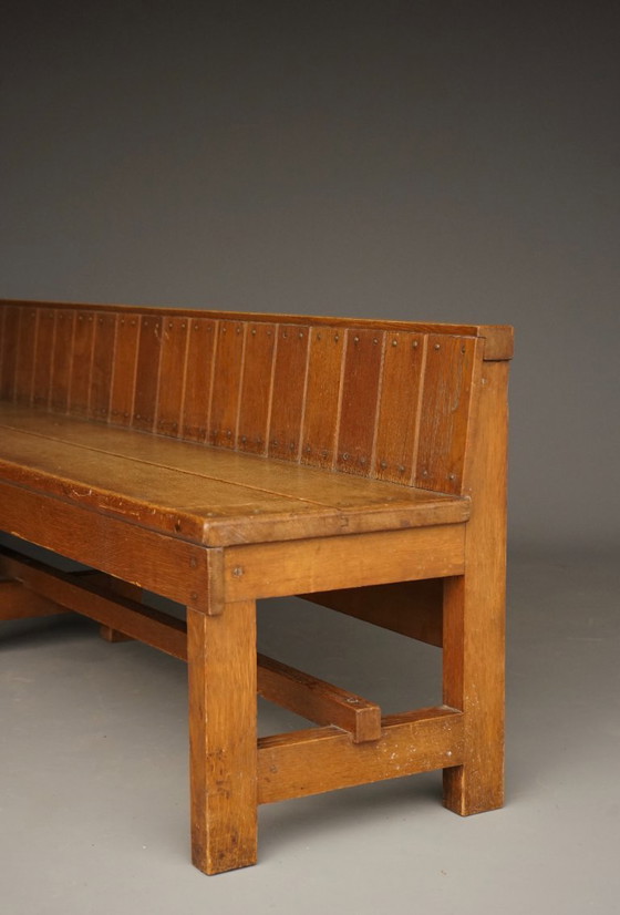 Image 1 of  Traditionalist Dutch Oak Bench in the style of Delft School. 1920s