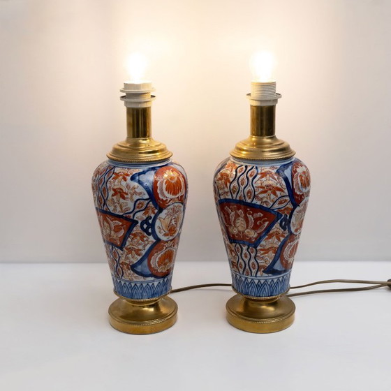 Pair of Imari Porcelain Vases with Gilt Bronze Mounts, Japan, Meiji Period – Table lamps (photo 6 of 7)