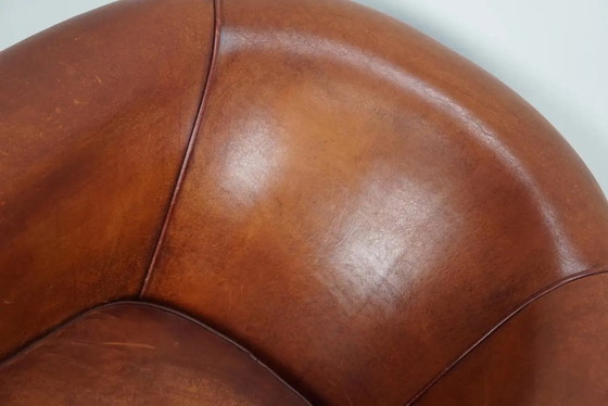 Image 1 of Vintage Nederlandse clubfauteuils in cognackleurig leer, set van 2