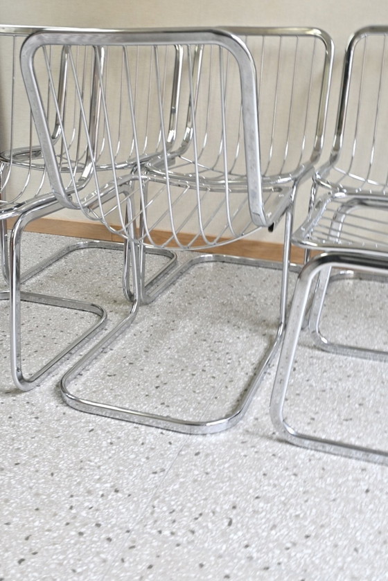 Image 1 of Juego de 6 sillas con estructura tubular cromada de Gastone Rinaldi
