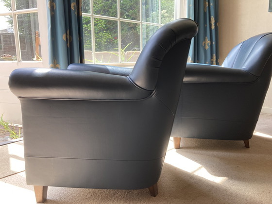 Image 1 of 3x canapé en cuir bleu