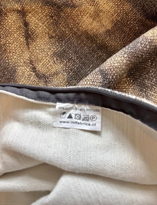 ML Fabrics | Luxury Cushion Cover | 50x50 cm | Beige/Brown | 60% Cotton / 40% Viscose
