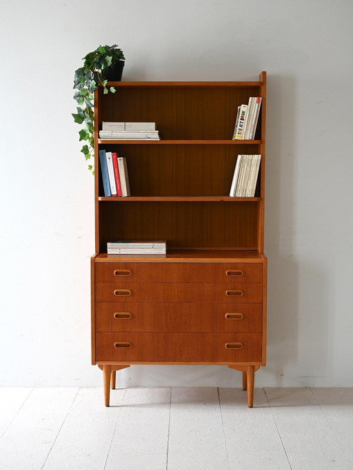 Bibliothèque scandinave avec tiroirs et étagères