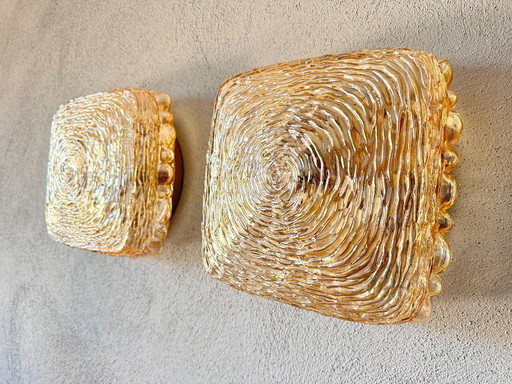 Vintage amber glas muurlampen