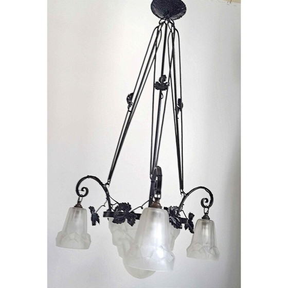 Image 1 of Vintage Degué 4-light Art Deco chandelier