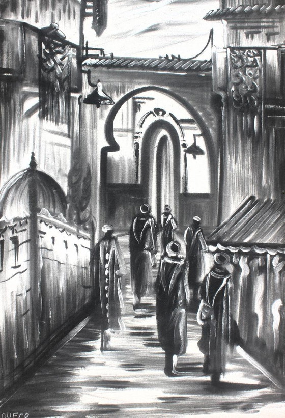Scène architecturale marocaine - Objets d'art – Rotin, Bois (photo 4 of 7)