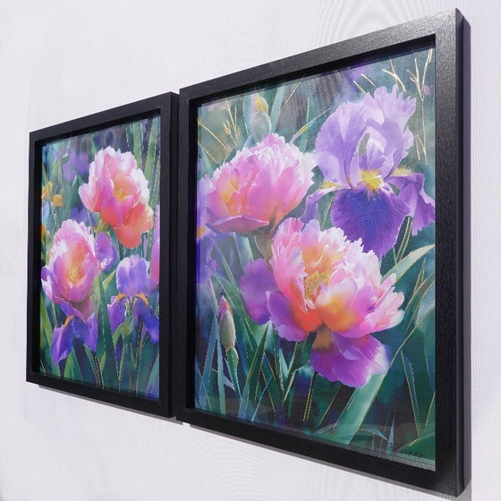 Image 1 of Peonies B104 - diptych - framed canvases