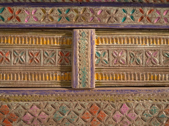 Credenza antica dipinta in legno di pino – Xinjiang, circa 1930 – Credenze con vetrina, Wood (photo 40 of 40)