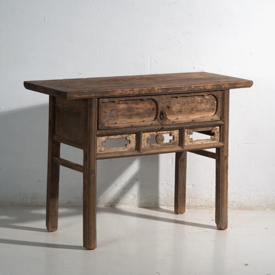 Consolle cinese antica con traforo geometrico – Cina, circa 1900 – Console, Wood, Iron (photo 5 of 40)