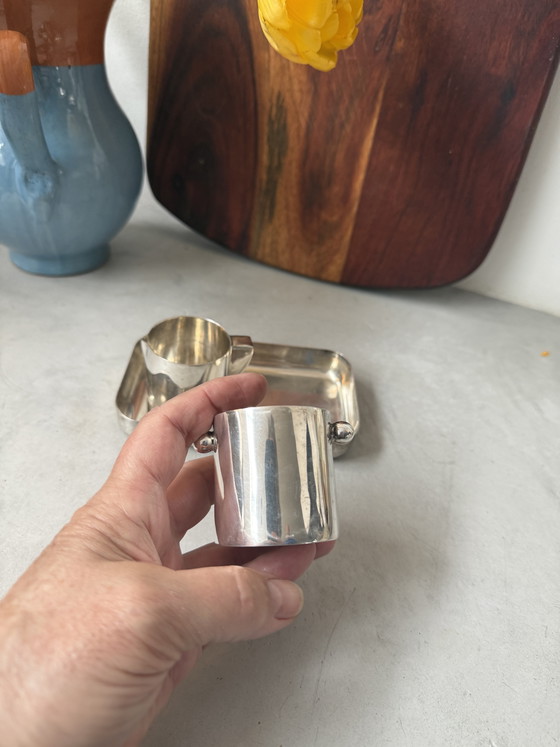 Image 1 of Service à lait et à sucre vintage en métal argenté – Hollandia Plate – Design Art Déco