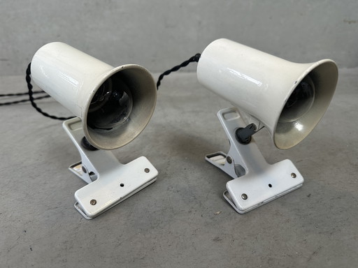 2x vintage industrial clamp spotlight (white) - LITA