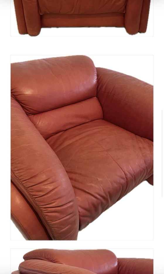 Vintage leren loungefauteuil – rood | Chunky design – Leer (photo 2 of 5)