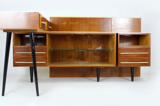 Image 1 of Modular Desks with White Glass Tops by Mojmir Pozar for Up Závody, 1960s, Set of 3