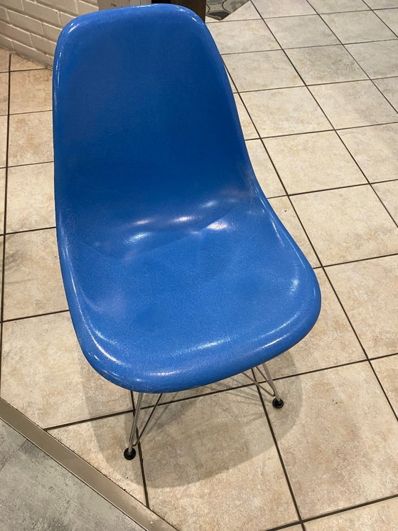 Image 1 of Sedia DSR Eiffel in fibra di vetro turchese, Eames Herman Miller vintage anni '50-'60-'70