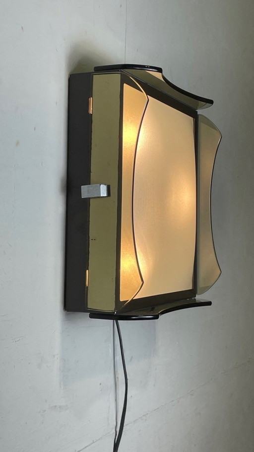 Lampada da soffitto vintage in vetro fumé italiano