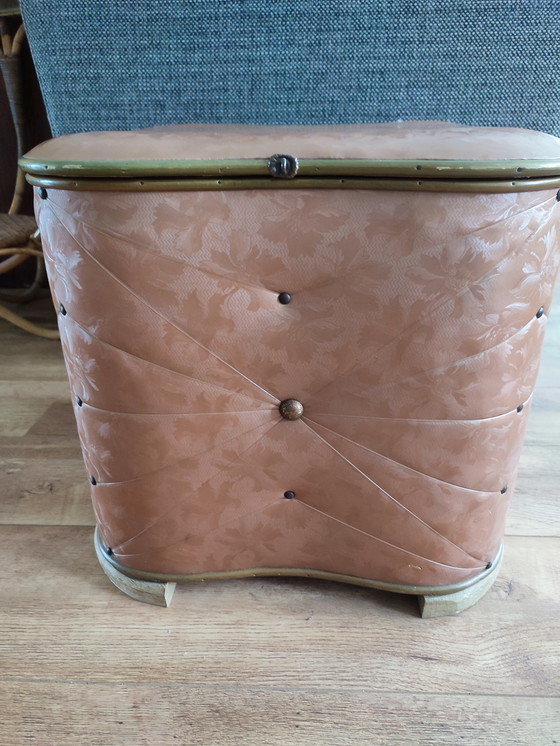 Image 1 of Pecho de lino cesta de lavandería pecho taburete de baño pecho de lavandería cesta de lavandería '50 Cincuenta