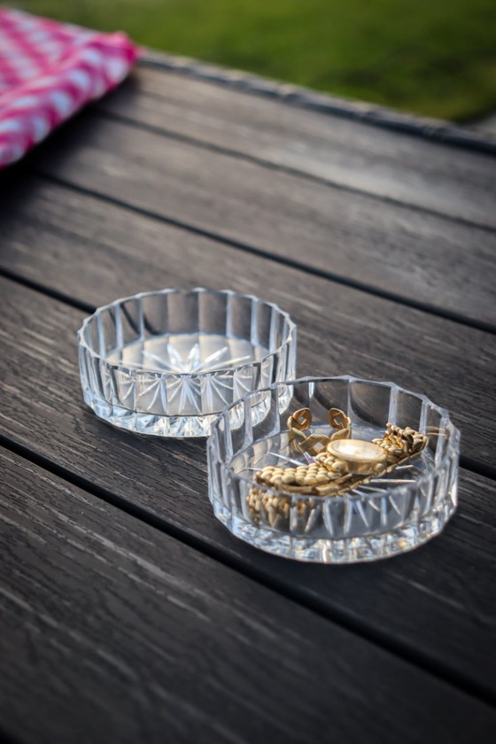 Image 1 of Paar antike Schmuckschalen aus geschliffenem Glas