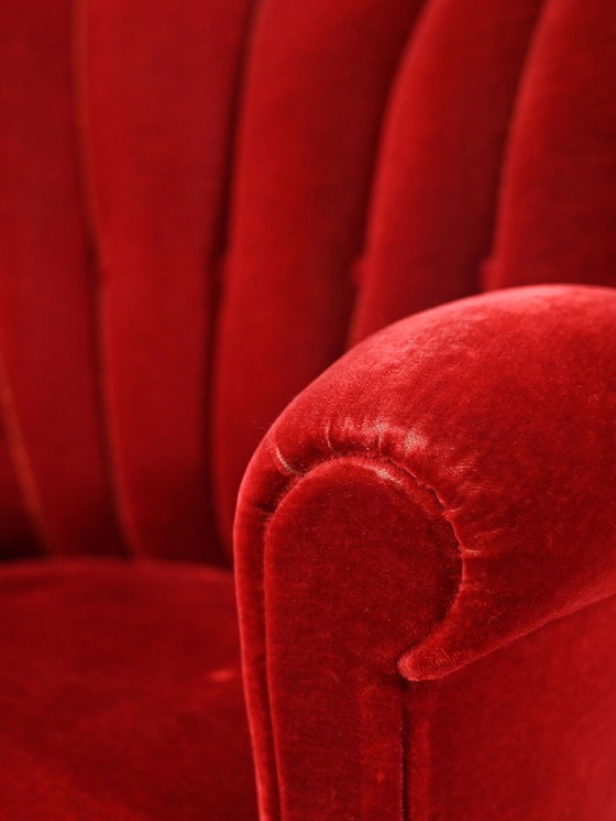 Image 1 of Coppia di poltrone svedesi con schienale a conchiglia degli anni '40