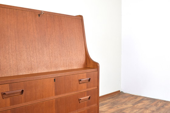 Image 1 of Mid Century Deense teakhouten secretaire van Gunnar Nielsen voor Tibergaard, 1960S.