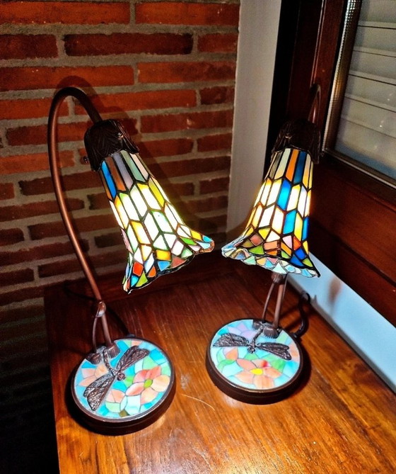 Conjunto de Lámparas de Sobremesa Estilo Tiffany con Diseño de Libélula – Lámparas de mesa, Crystal (photo 7 of 14)