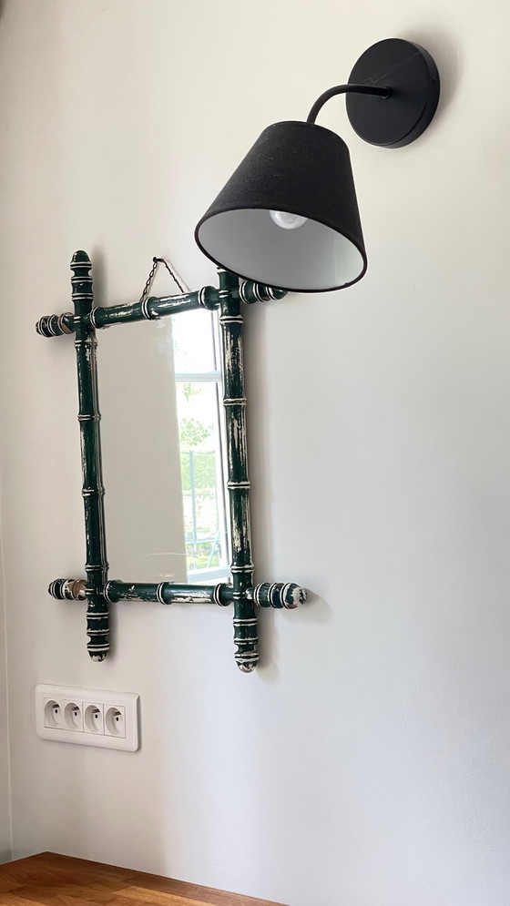 Image 1 of Specchio antico chiamato bambù patinato vintage Francia