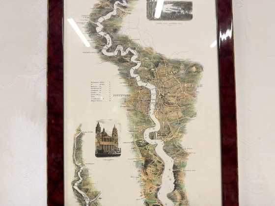 Englischer Druck Themse im Walnussrahmen – Kunst, Glas, Papier (photo 5 of 10)