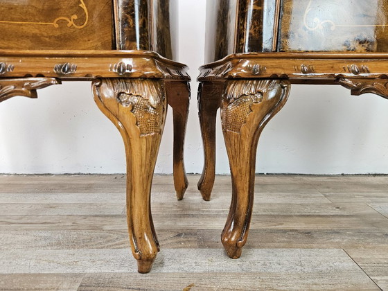 Image 1 of Comodini Chippendale anni '50 con vetro nero