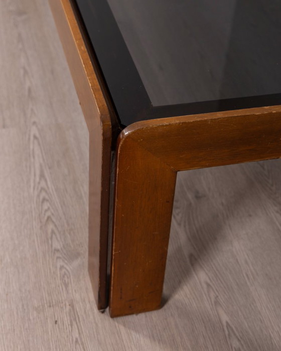 Image 1 of VINTAGE 1970s WOOD AND GLASS COFFEE TABLE DESIGNED BY AFRA AND TOBIA SCARPA