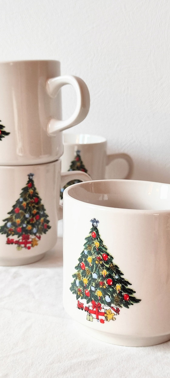 Image 1 of Set of 6 Vintage Christmas mugs