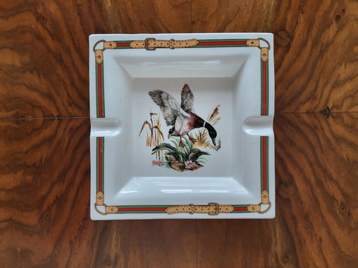 Cendrier en porcelaine Gucci, motif distinctif et image de canard, années 1980