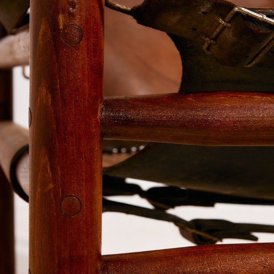 MK10957 Hongaarse kalfslederen loungestoel, Fauteuils, Metaal, Leer, Bruin, Vintage (foto 14 van 26)