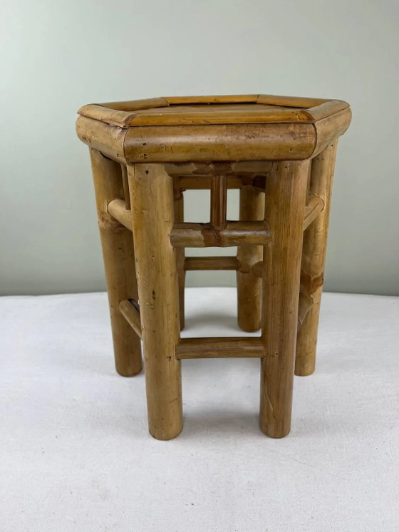 Vintage bamboe bijzettafel – Zuil, Bamboo (photo 4 of 8)