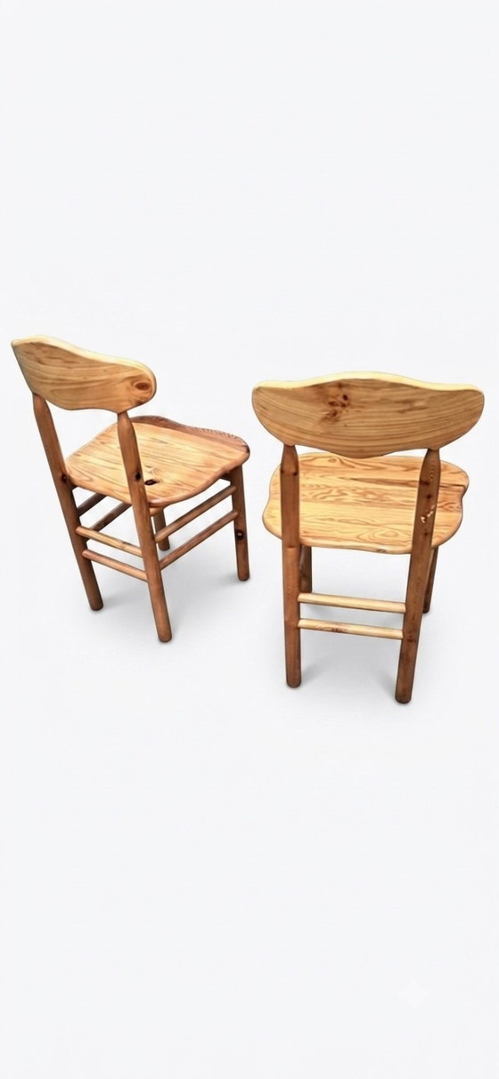 Image 1 of Set di 2 sedie vintage di Rainer Daumiller – in legno massello di pino, stile Mid-Century anni '70
