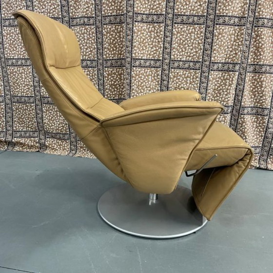 Recliner armchair ochre yellow leather – Swivel chairs, Metal (photo 5 of 7)