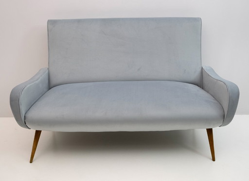 Marco Zanuso Style Mid-century Modern Velvet Sofa "Lady", 50s